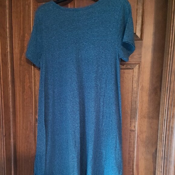 LULAROE HIGH LOWSHORT SLEEVE SIMPLY COMFORT PULLOVER W/ POCKET BLUE SHADE SIZE L - Picture 5 of 7